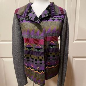 Sol baby alpaca with Aztec pattern grey cardigan